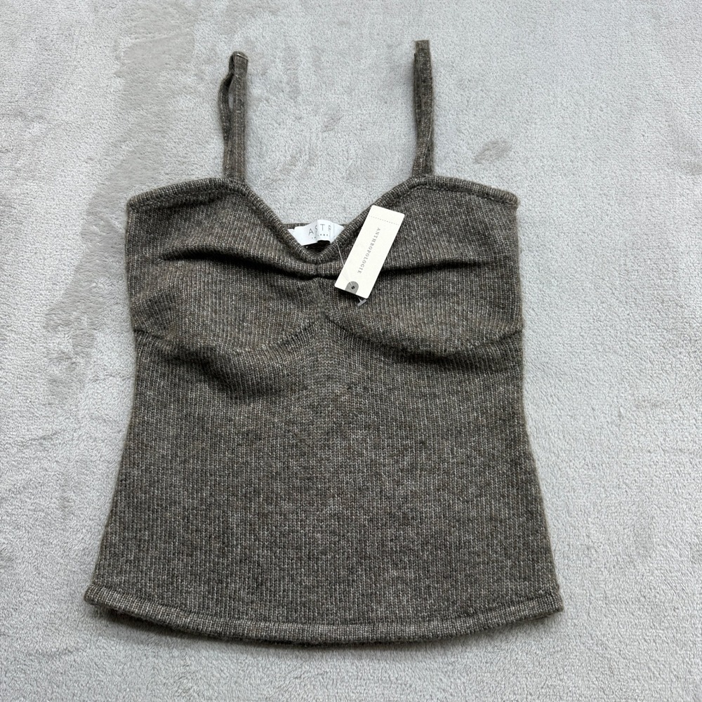 ASTR the Label Knit Cami Women XS Taupe Brown Sweetheart Anthropologie *just top